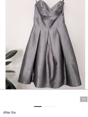 After Six Silver Strapless A-Line Prom Dress